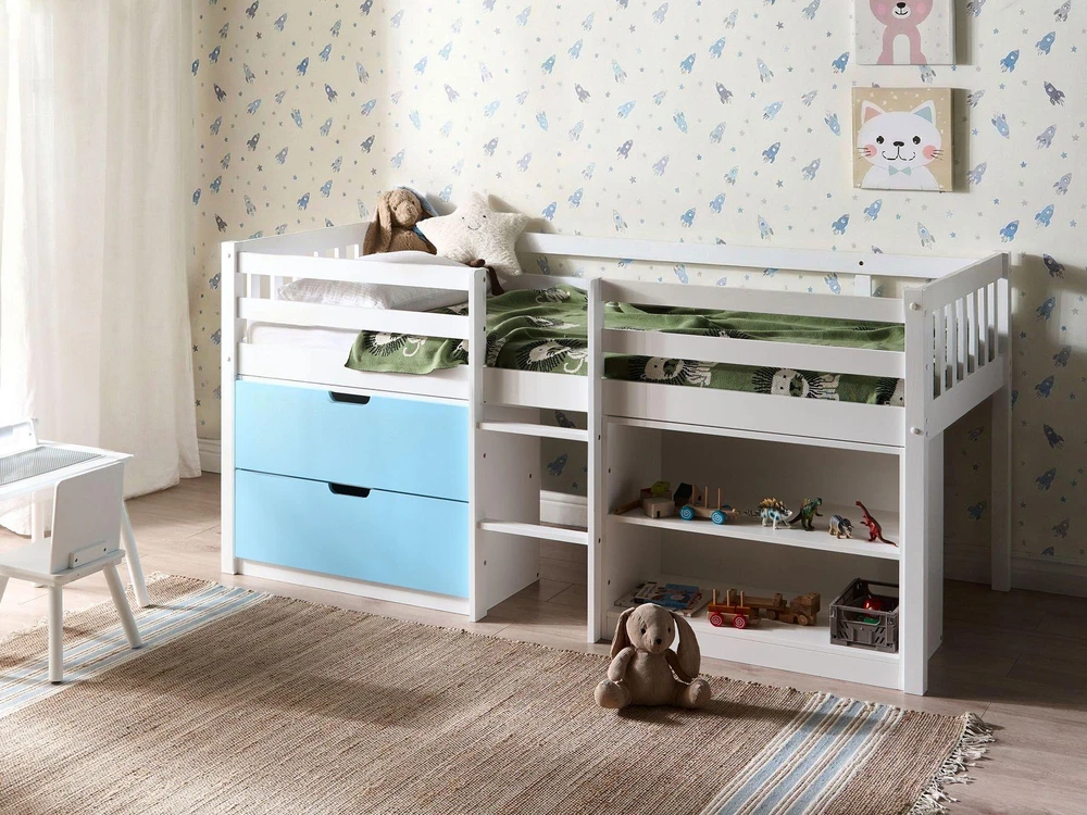 Beliani Dviaukštė lova iš medžio SUSVILLE 90 x 200 cm mėlyna