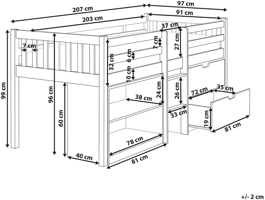 Beliani Dviaukštė lova iš medžio SUSVILLE 90 x 200 cm mėlyna