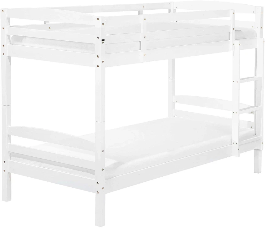 Beliani Dviaukštė lova iš pušies medienos REGAT 90 x 200 cm balta