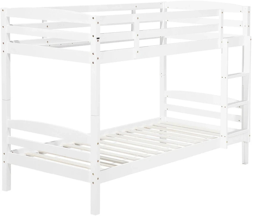 Beliani Dviaukštė lova iš pušies medienos REGAT 90 x 200 cm balta