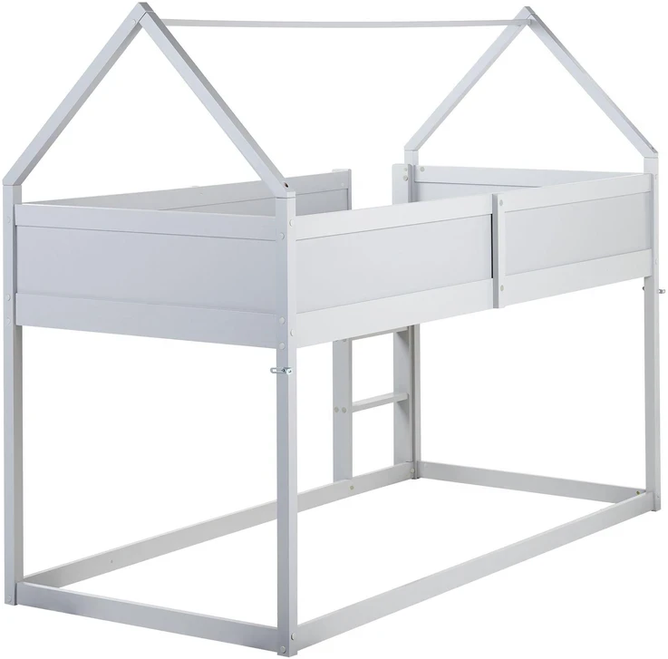 Beliani Dviaukštė lova namelis, pušies mediena DIENNE 90 x 200 cm, pilka