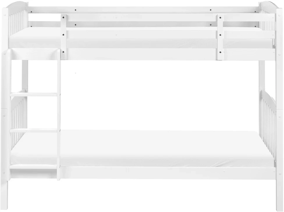 Beliani Dviaukštė lova Pušies mediena REVIN 90 x 200 cm Balta