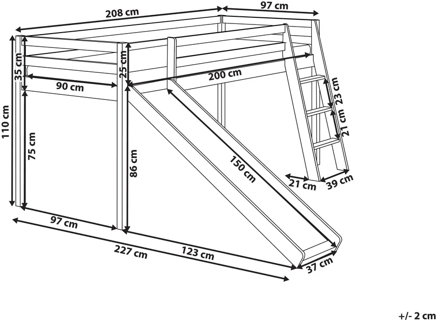 Beliani Dviaukštė lova su čiuožykla iš pušies medienos STAPLE, 90 x 200 cm, balta
