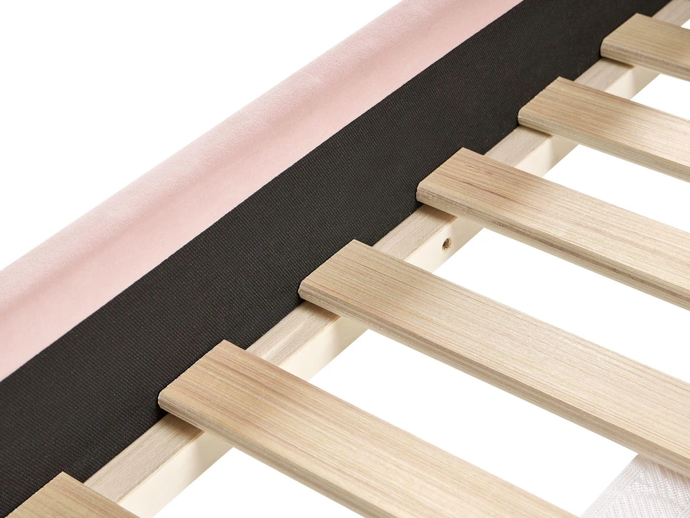 Beliani Dviaukštė lova veliūrinė CHOCQUES 90 x 200 cm pastelinės rožinės spalvos