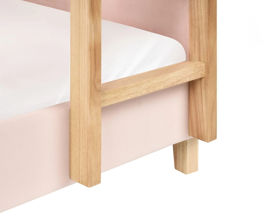 Beliani Dviaukštė lova veliūrinė CHOCQUES 90 x 200 cm pastelinės rožinės spalvos