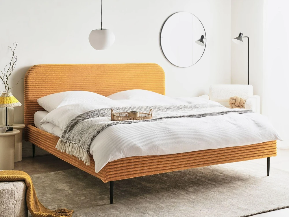 Beliani Dviejų asmenų lova FLAYAT 180 x 200 cm, oranžinė