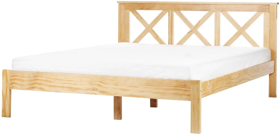 Beliani Dviejų asmenų lova iš pušies medienos TANNAY 160 x 200 cm šviesiai ruda