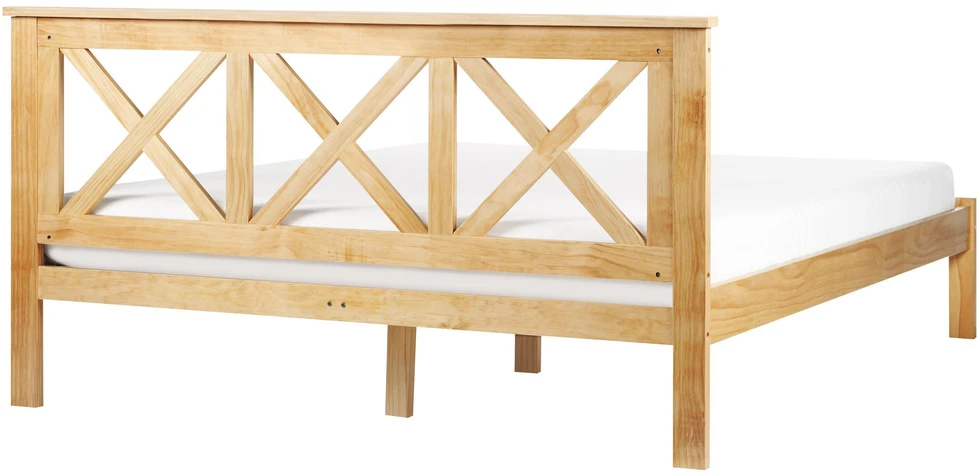 Beliani Dviejų asmenų lova iš pušies medienos TANNAY 160 x 200 cm šviesiai ruda