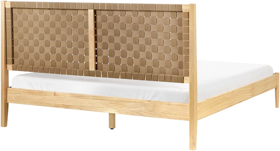 Beliani Dviejų asmenų lova iš pušies medienos BRUNEMONT 180 x 200 cm šviesiai ruda