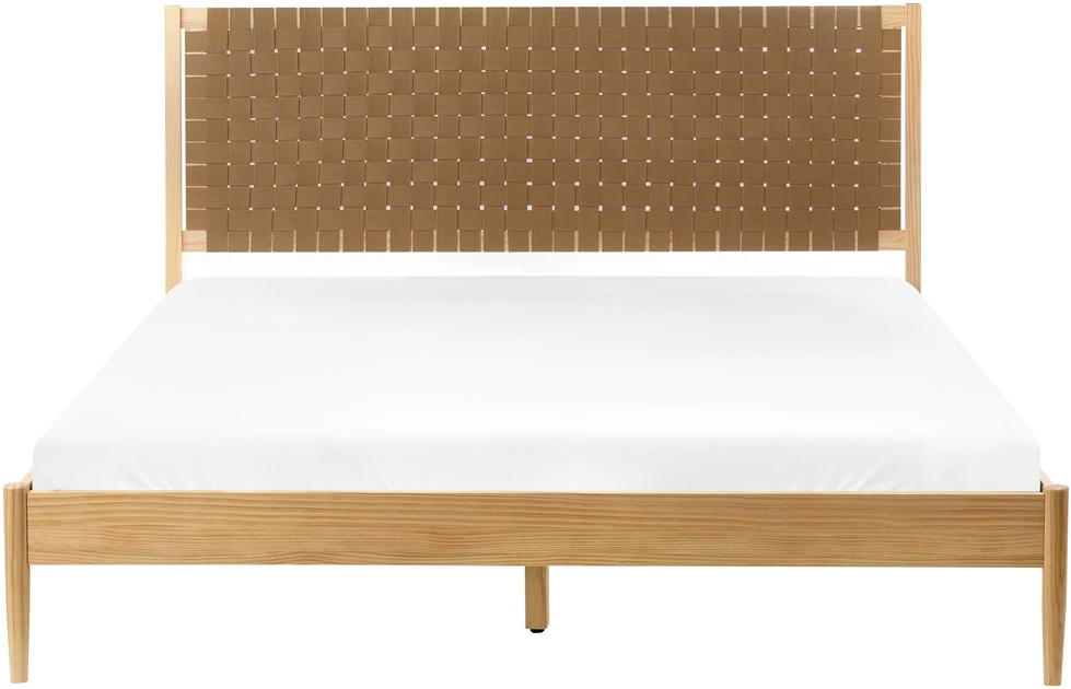 Beliani Dviejų asmenų lova iš pušies medienos BRUNEMONT 180 x 200 cm šviesiai ruda