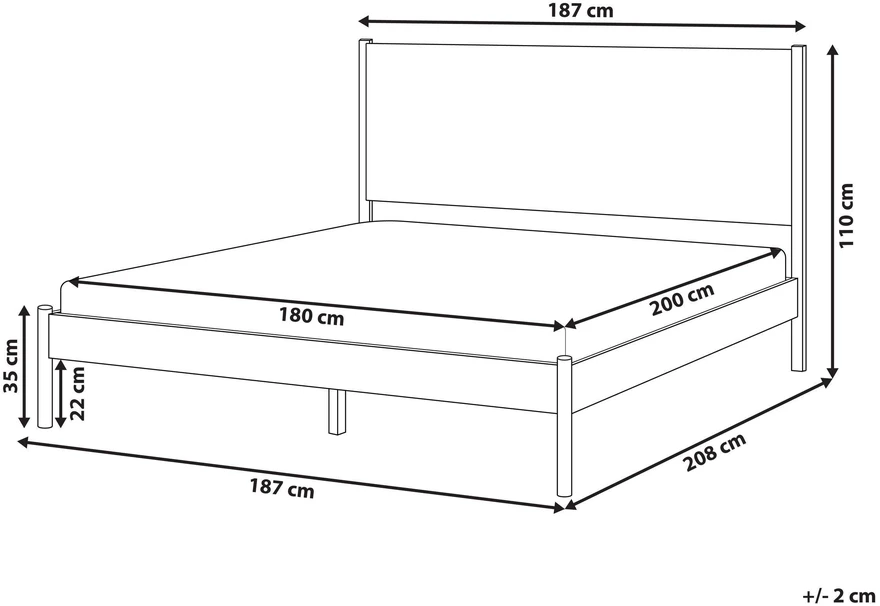 Beliani Dviejų asmenų lova iš pušies medienos BRUNEMONT 180 x 200 cm šviesiai ruda