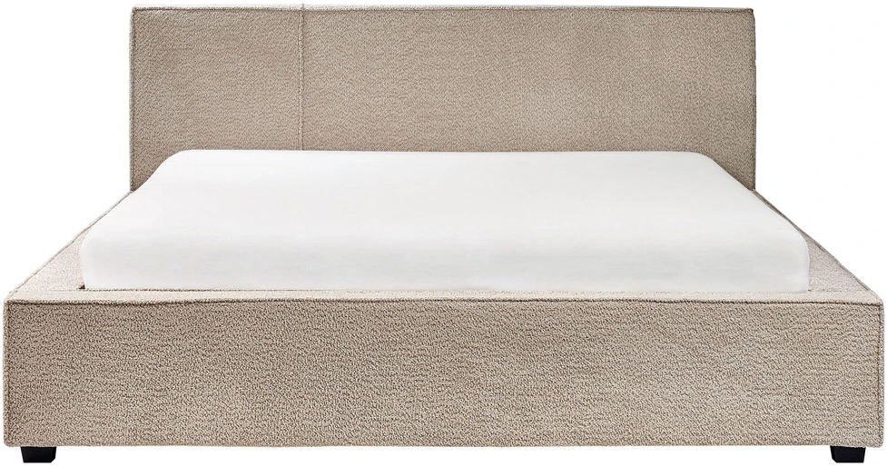 Beliani Dviejų asmenų lova MIRANDE 160 x 200 cm smėlio spalvos boucle