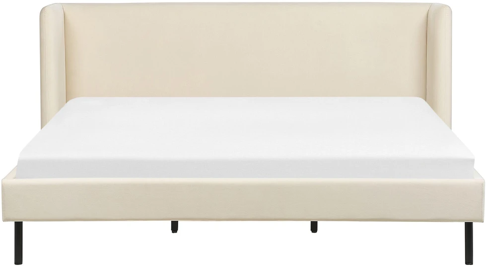 Beliani Dviejų asmenų lova Velvet ARETTE 180 x 200 cm šviesiai smėlio spalvos