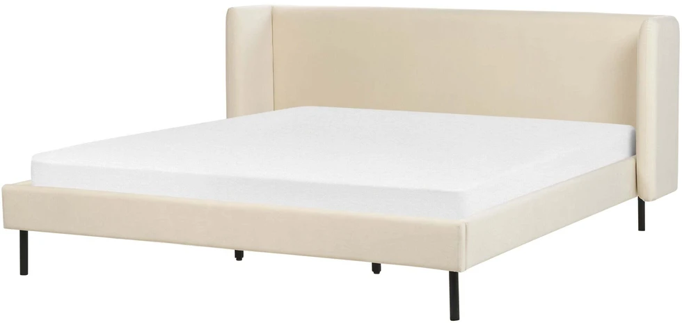 Beliani Dviejų asmenų lova Velvet ARETTE 180 x 200 cm šviesiai smėlio spalvos