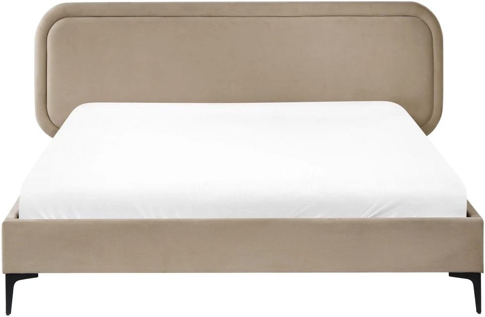 Beliani Dviejų asmenų lova Velvet SUZETTE 160 x 200 cm smėlio spalvos