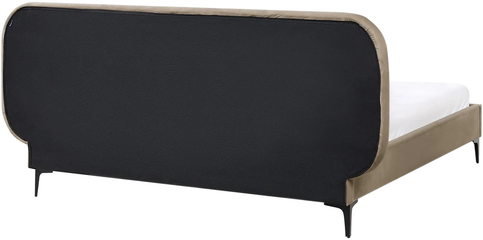Beliani Dviejų asmenų lova Velvet SUZETTE 160 x 200 cm smėlio spalvos