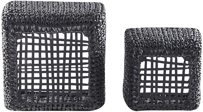 Beliani Dviejų BERBERIS vazonų rinkinys 34/45 cm, juodas technoratanas