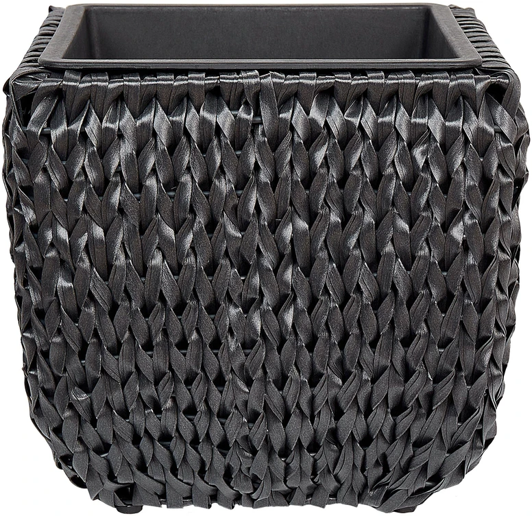 Beliani Dviejų BERBERIS vazonų rinkinys 34/45 cm, juodas technoratanas