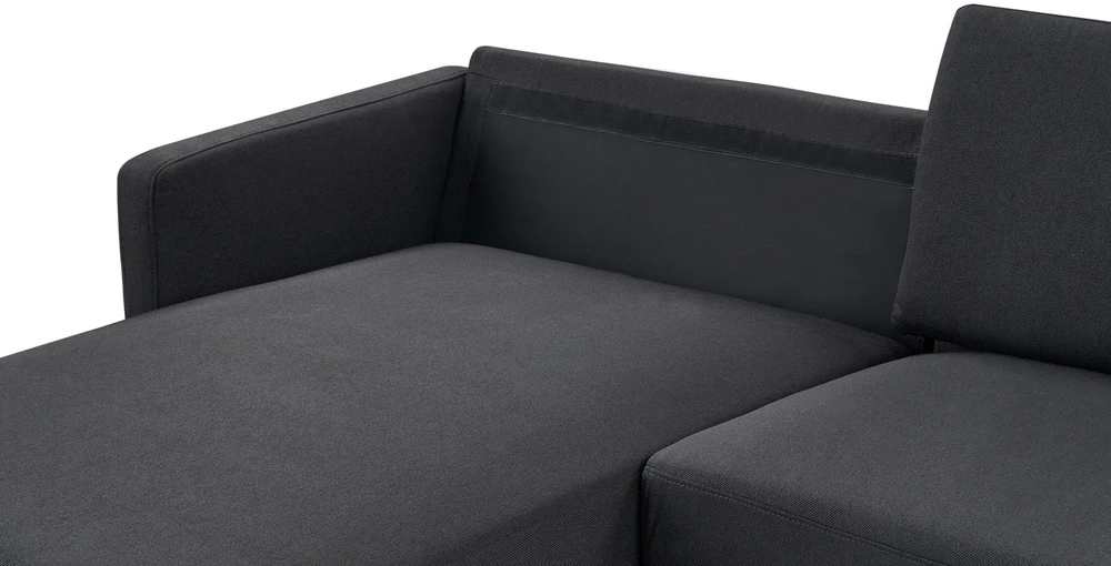 Beliani Dviejų vietų kampinė sofa BREDA, juoda, dešinė