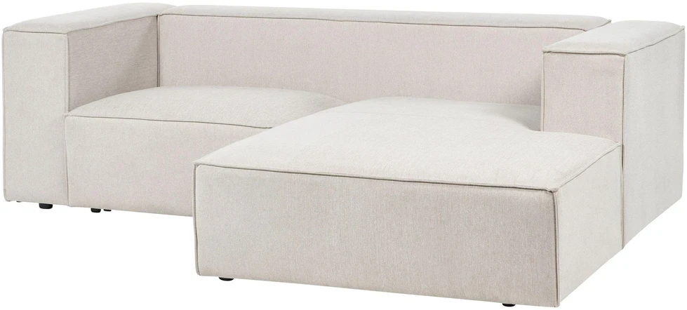 Beliani Dviejų vietų kampinė sofa VERNON šviesiai smėlio spalvos kairinė