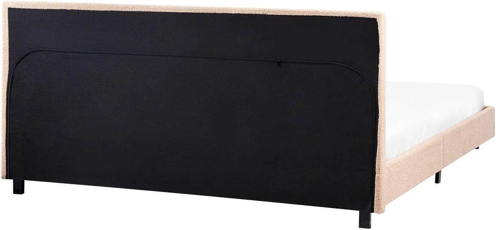 Beliani Dviejų vietų lova ALBI 180 x 200 cm, smėlio spalvos boucle audinys