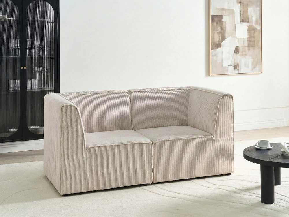 Beliani Dviejų vietų modulinė sofa LEMVIG, smėlio spalvos velvetas