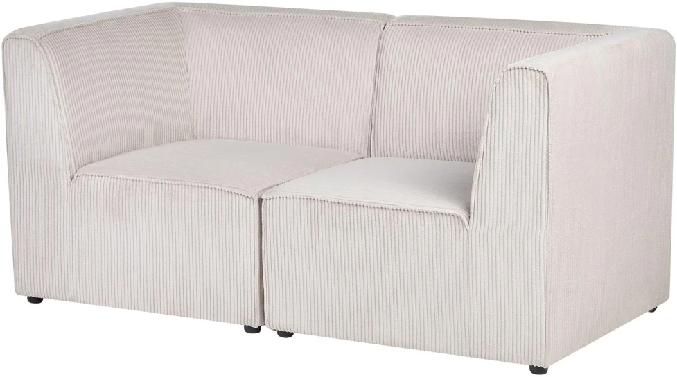 Beliani Dviejų vietų modulinė sofa LEMVIG, smėlio spalvos velvetas