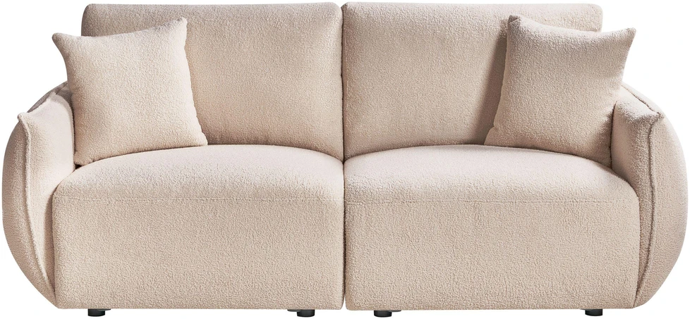Beliani Dviejų vietų modulinė sofa MESNALI Bouclé, smėlio spalvos