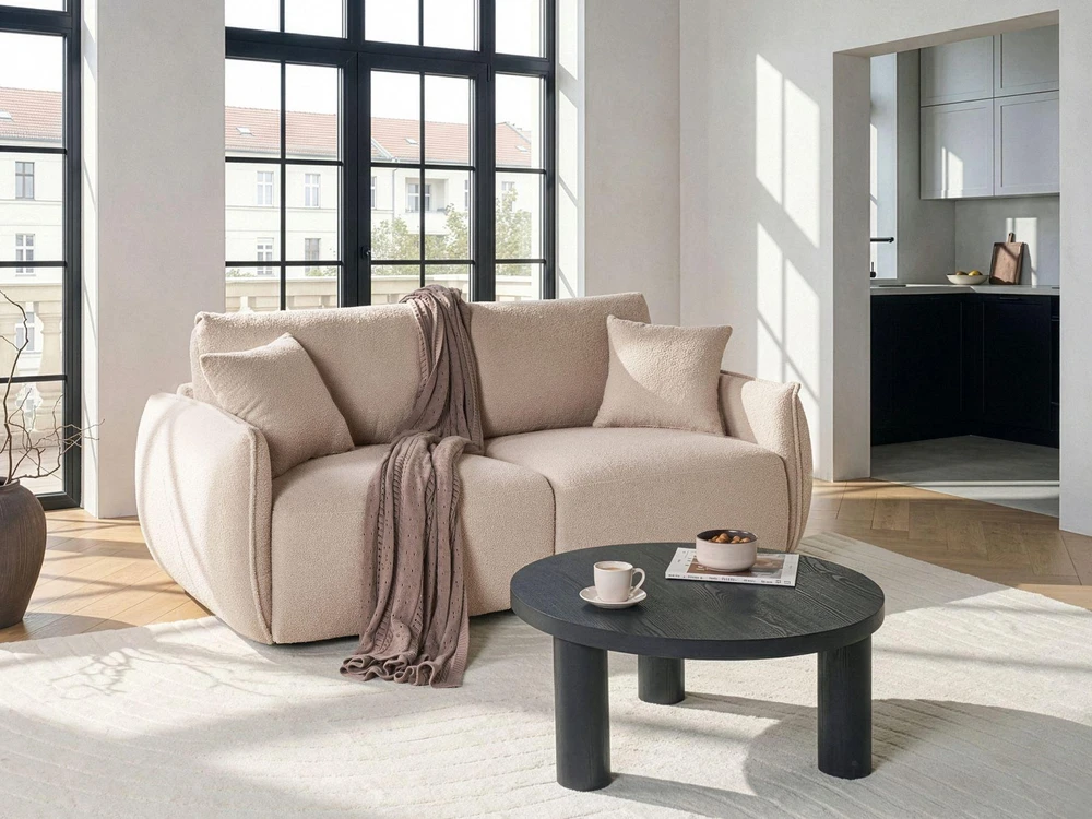 Beliani Dviejų vietų modulinė sofa MESNALI Bouclé, smėlio spalvos