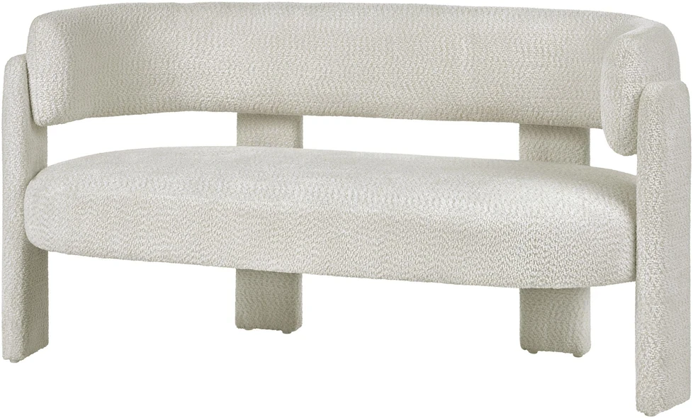 Beliani Dviejų vietų sofa BUREA su šenilio apmušalais, kreminė balta