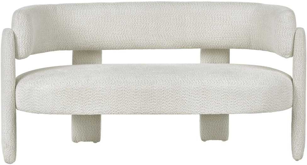 Beliani Dviejų vietų sofa BUREA su šenilio apmušalais, kreminė balta