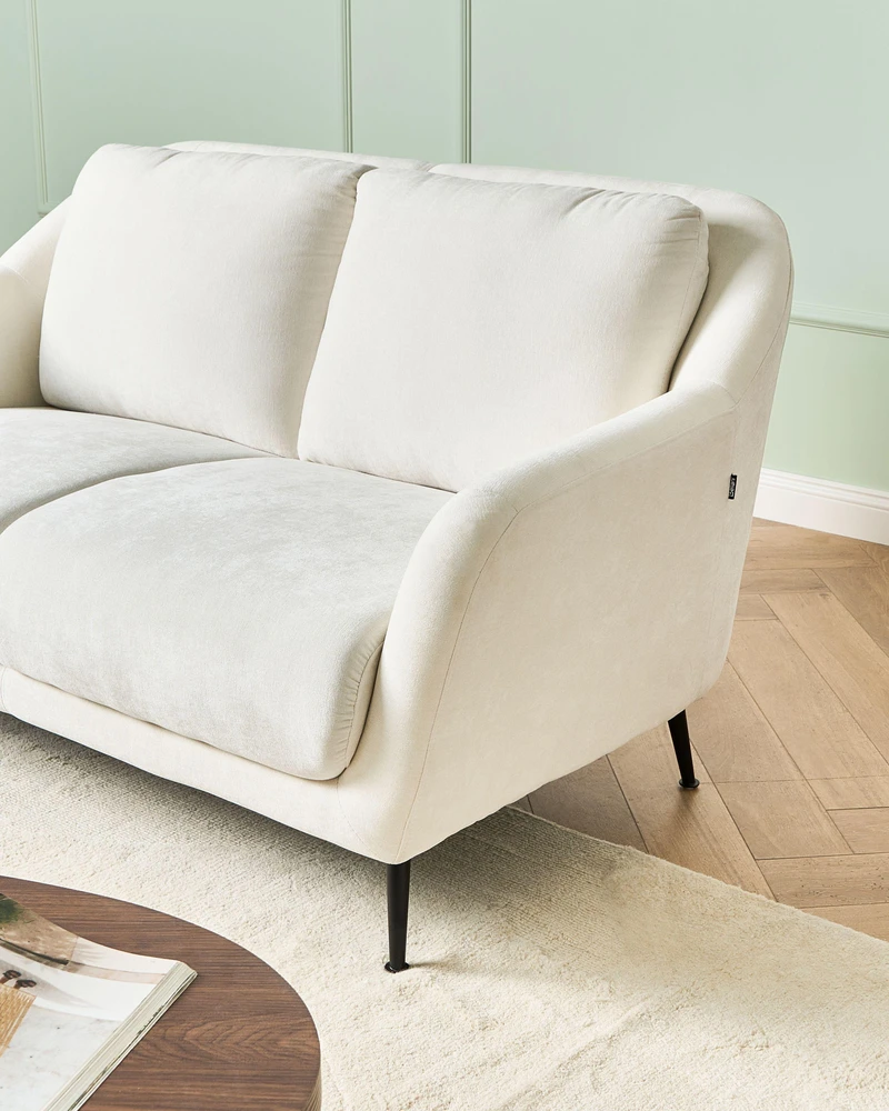 Beliani Dviejų vietų sofa EIBY, balta, šenilinė
