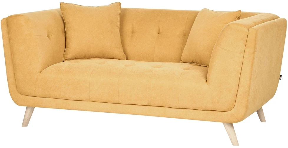 Beliani Dviejų vietų sofa HABO, garstyčių spalvos, su otomane