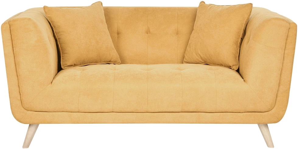 Beliani Dviejų vietų sofa HABO, garstyčių spalvos, su otomane