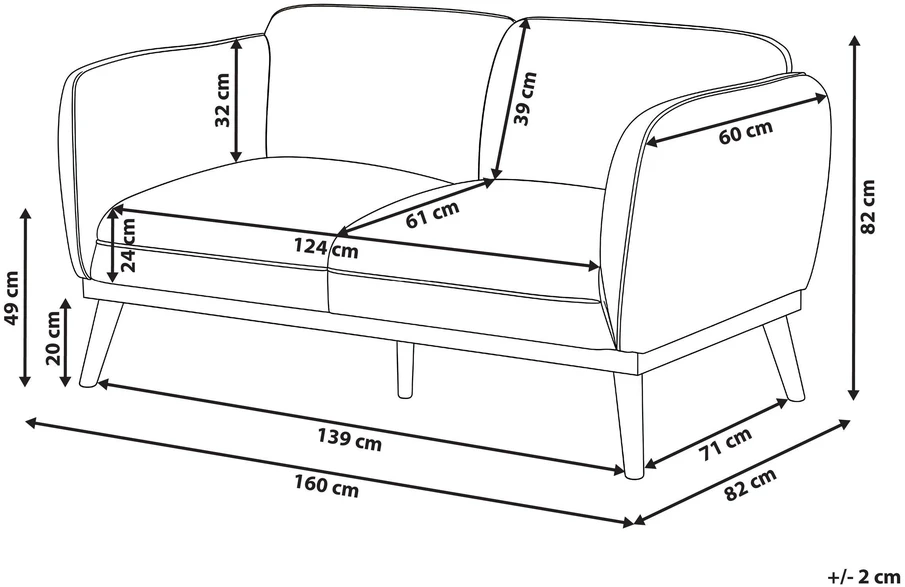 Beliani Dviejų vietų sofa LJUNG, balta boucle