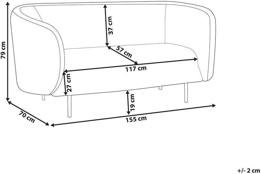 Beliani Dviejų vietų sofa LOEN Boucle juoda