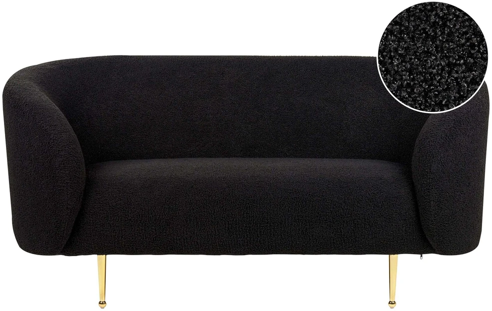 Beliani Dviejų vietų sofa LOEN Boucle juoda