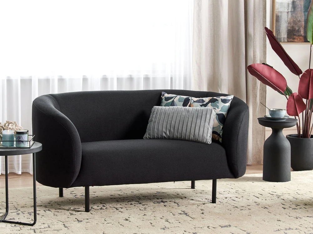 Beliani Dviejų vietų sofa LOEN, juoda