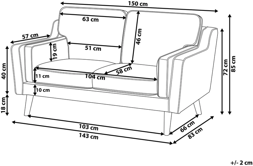 Beliani Dviejų vietų sofa LOKKA, kreminė balta