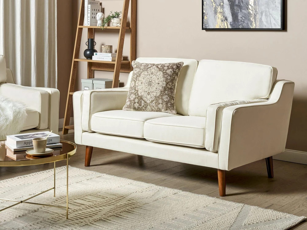 Beliani Dviejų vietų sofa LOKKA, kreminė balta