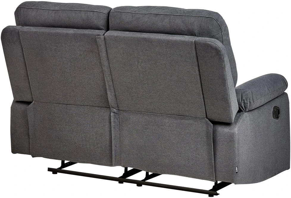 Beliani Dviejų vietų sofa su rankiniu poilsio mechanizmu BERGEN, grafito spalvos