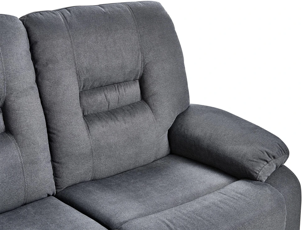 Beliani Dviejų vietų sofa su rankiniu poilsio mechanizmu BERGEN, grafito spalvos