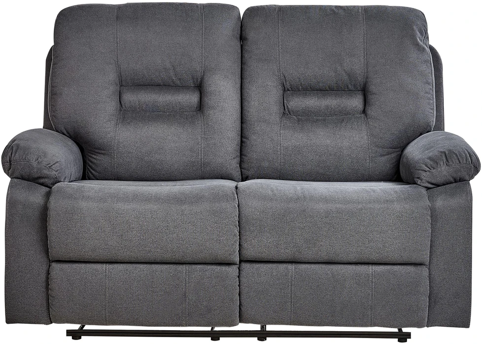 Beliani Dviejų vietų sofa su rankiniu poilsio mechanizmu BERGEN, grafito spalvos
