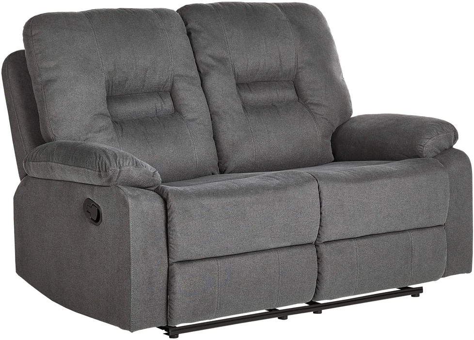 Beliani Dviejų vietų sofa su rankiniu poilsio mechanizmu BERGEN, grafito spalvos