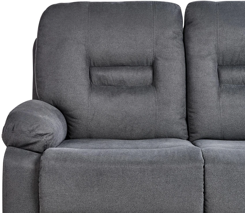 Beliani Dviejų vietų sofa su rankiniu poilsio mechanizmu BERGEN, grafito spalvos