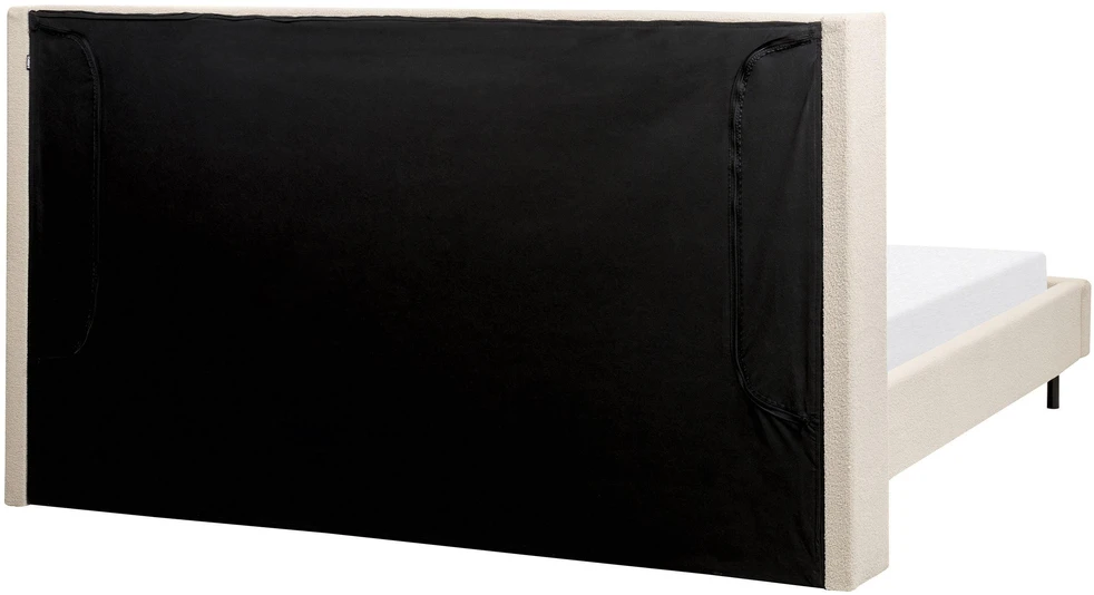 Beliani Dvigulė lova Boucle VILLETTE 180 x 200 cm, smėlio spalvos