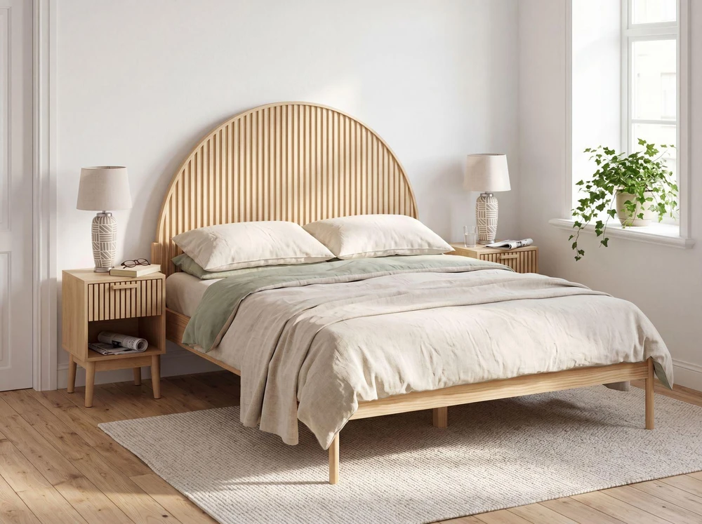 Beliani Dvigulė lova MASCORTEL 160 x 200 cm iš pušies medienos, šviesiai ruda
