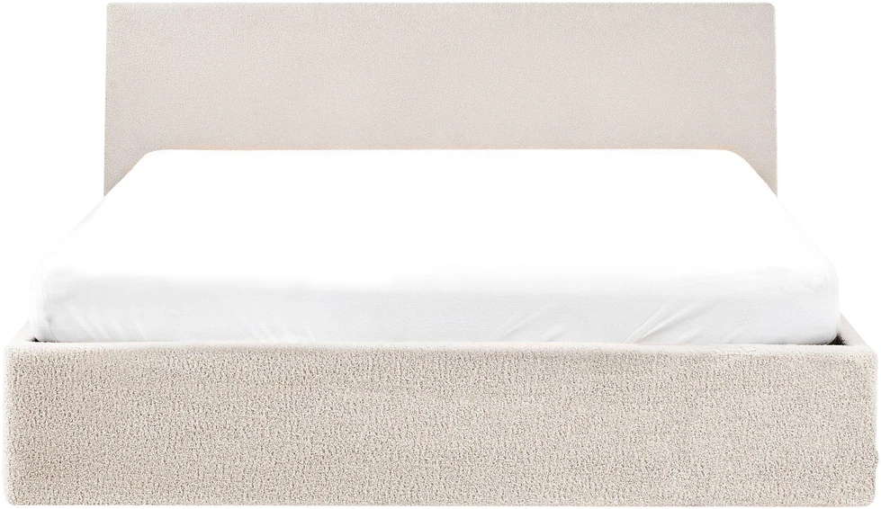 Beliani Dvigulė lova su patalynės dėže ORBEY Boucle, balta, 160 x 200 cm