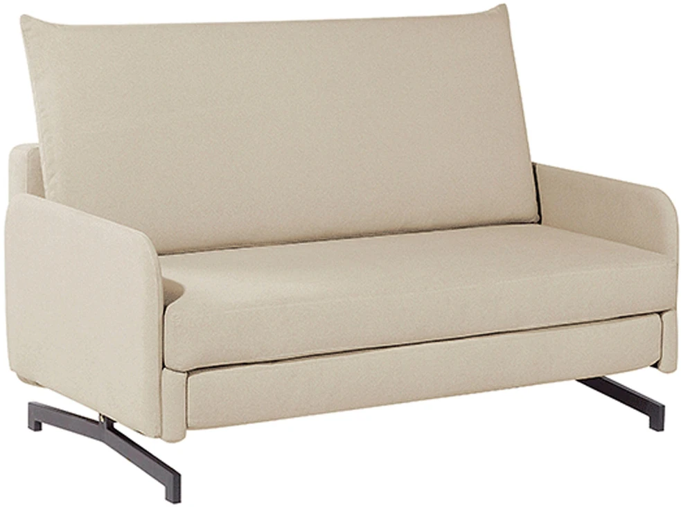 Beliani Dvivietė išskleidžiama sofa BELFAST smėlio spalvos