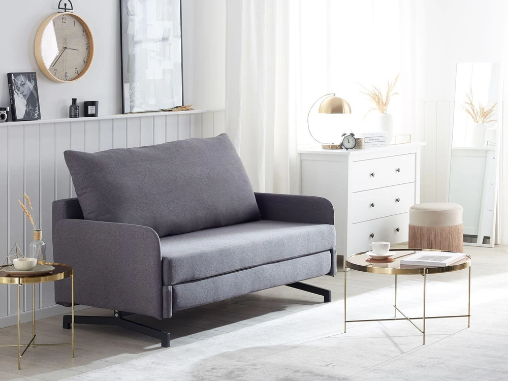 Beliani Dvivietė išskleidžiama sofa BELFAST pilka
